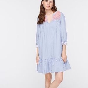 J. CREW Striped Embroidered Dress